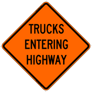Bone Safety 48" x 48" Trucks Entering Highway Mesh Sign with Ribs TEH4848
