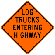 Bone Safety 48" x 48" Log Trucks Entering Highway Mesh Sign with Ribs LTEH4848