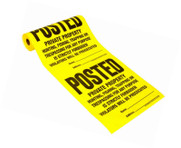 Presco Presco Roll of 200 Posted Private Property Signs - No Hunting, Fishing Signs YELLOW,200SIGNS
