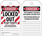 OSHA Danger Safety Tags: Locked Out - Do Not Operate | 25 pk