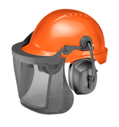 Elvex Delta Plus Elvex ProGuard CU60-R Non-Vented Loggers Chainsaw Helmet | 27dB NRR, Nylon Mesh Visor WELCU60R