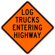 Bone Safety 36" x 36 Log Trucks Entering Highway Mesh Sign with Ribs LTEH3636
