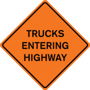Bone Safety 36" x 36" Trucks Entering Highway Mesh Sign with Ribs TEH3636
