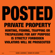Posted Private Property Sign | Orange Aluminum