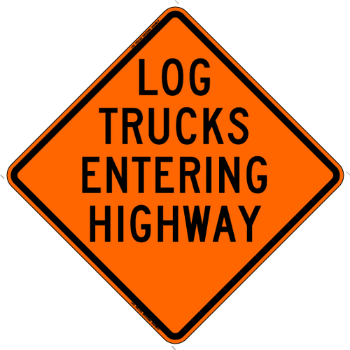 Bone Safety 48" x 48" Log Trucks Entering Highway Mesh Sign with Ribs LTEH4848
