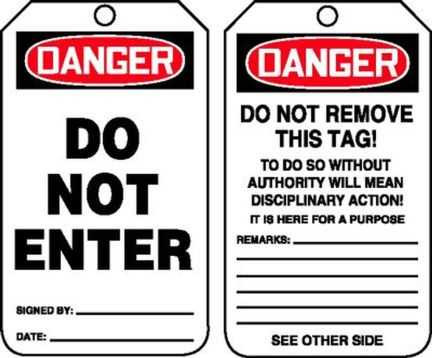 AccuForm OSHA Danger Safety Tag: Do Not Enter | 5 pk MDT164CTM