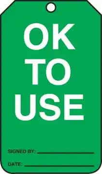 AccuForm Equipment Status Safety Tag: OK To Use | 5 pk MGT217CTM