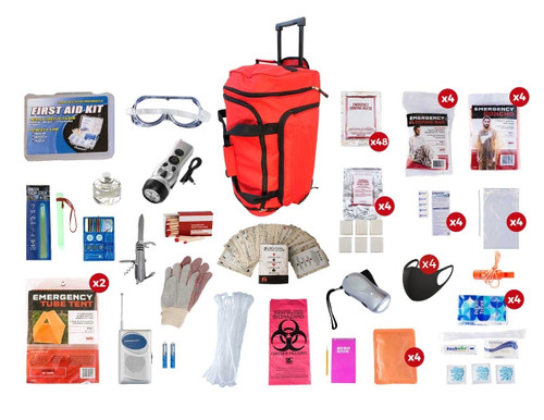 Guardian Survival 4 Person Elite Survival Kit | Red or Camo Wheeled Bag | 72+ Hours | SKT4 SKT4