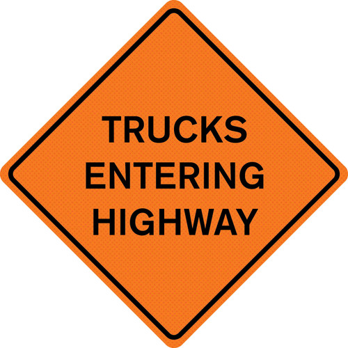 Bone Safety 36" x 36" Trucks Entering Highway Mesh Sign with Ribs TEH3636