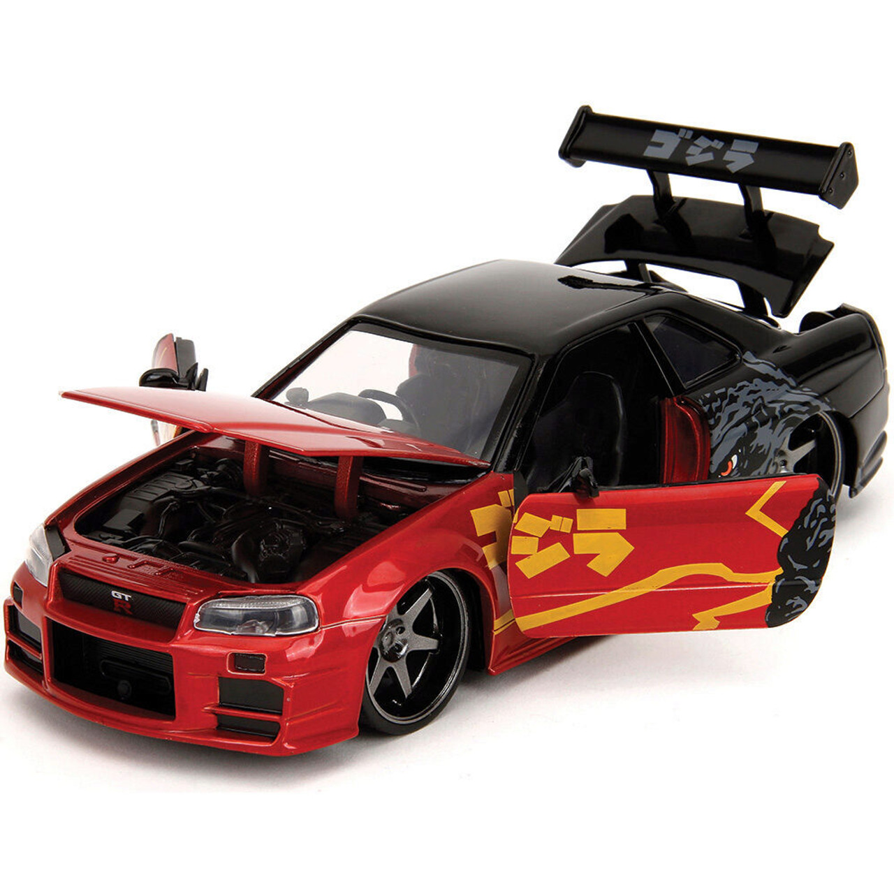 ゴジラ 2002年式日産スカイラインGT-R(R34) 2002 Nissan Skyline GT-R (R34) Godzilla Diecast Model Car