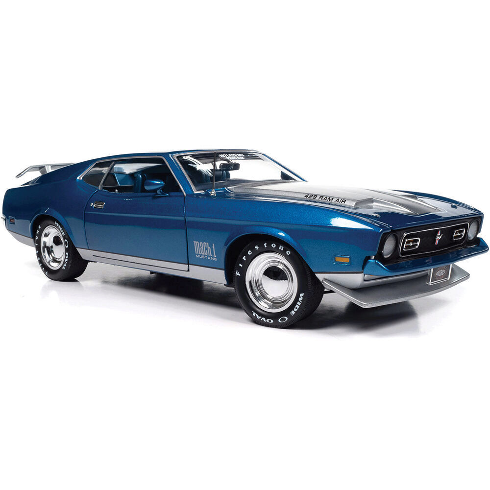 1971 Ford Mustang Mach 1 MCACN-Med Blue Metallic 1:18 Scale