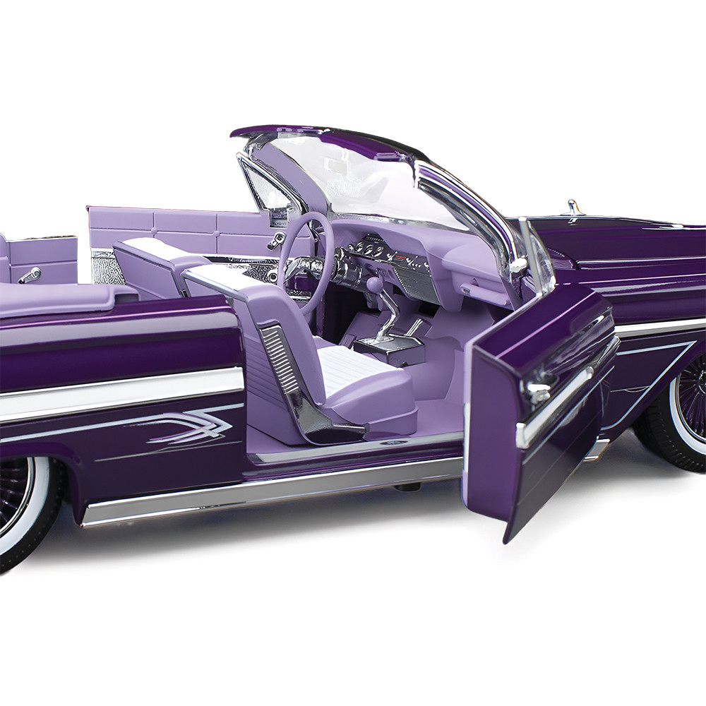 1961 Chevrolet Impala Open Convertible Lowrider - Purple 1:18