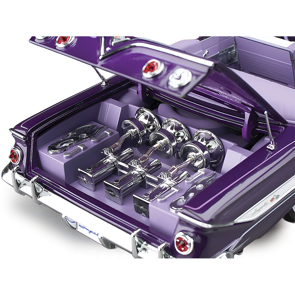 1961 Chevrolet Impala Open Convertible Lowrider - Purple 1:18