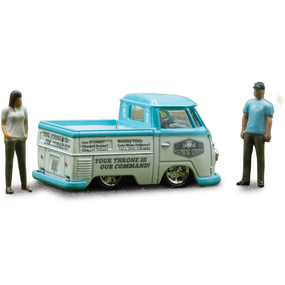1960 VW Single Cab Truck Plumbing Service Diorama 1:64 Scale