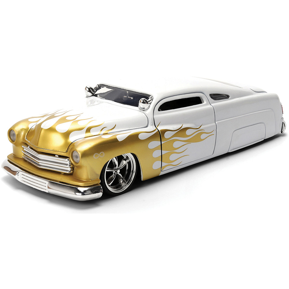 1951 Mercury - White w/Gold Flames 1:24 Scale | Collectable Diecast