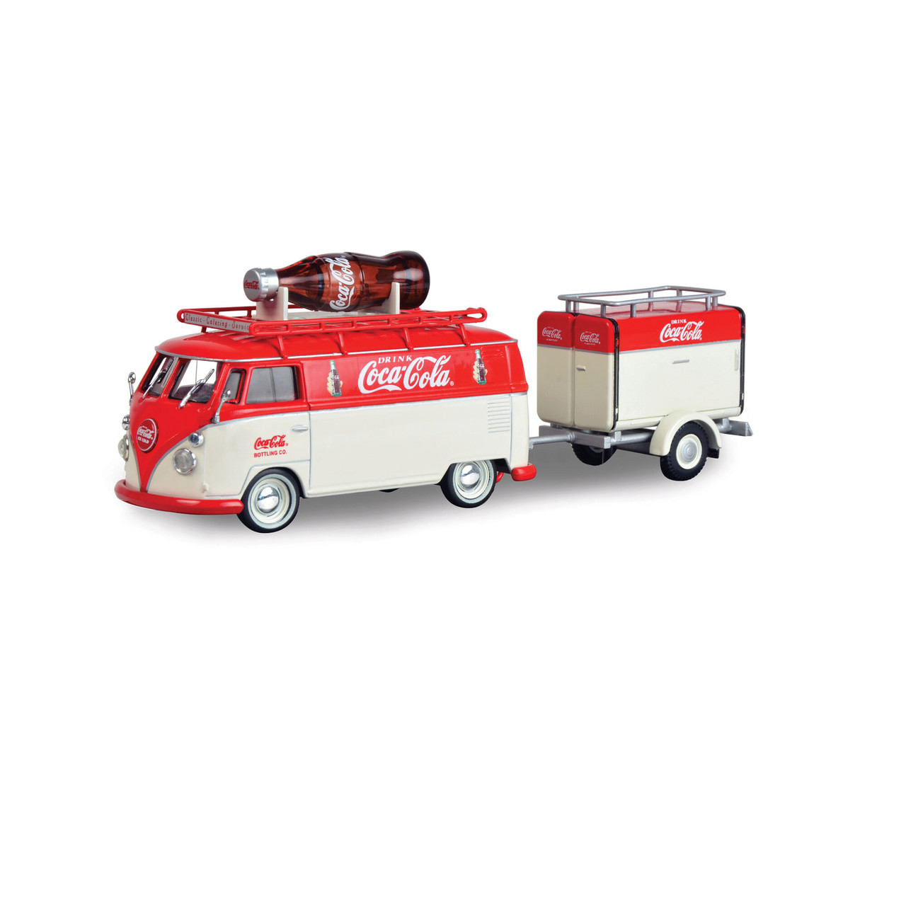 1960 Coke VW Kombi with Large Contour Bottle & Trailer 1:43 Scale