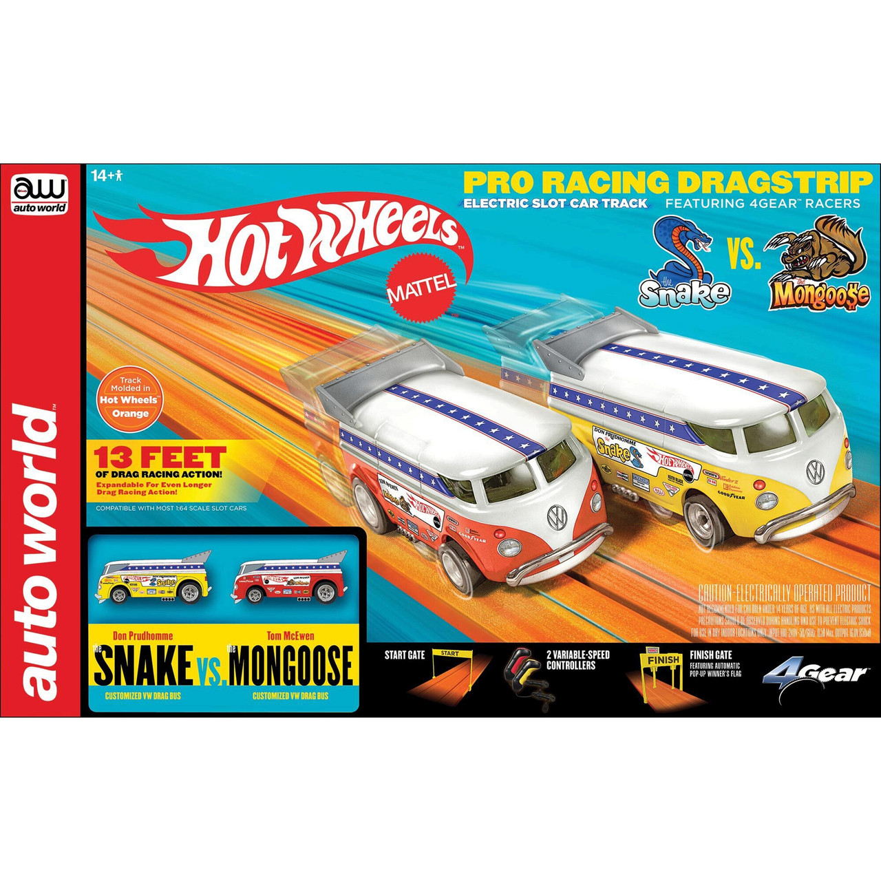 パネル Snake vs Mongoose VW Drag Bus HOスロットカー - ミニカー