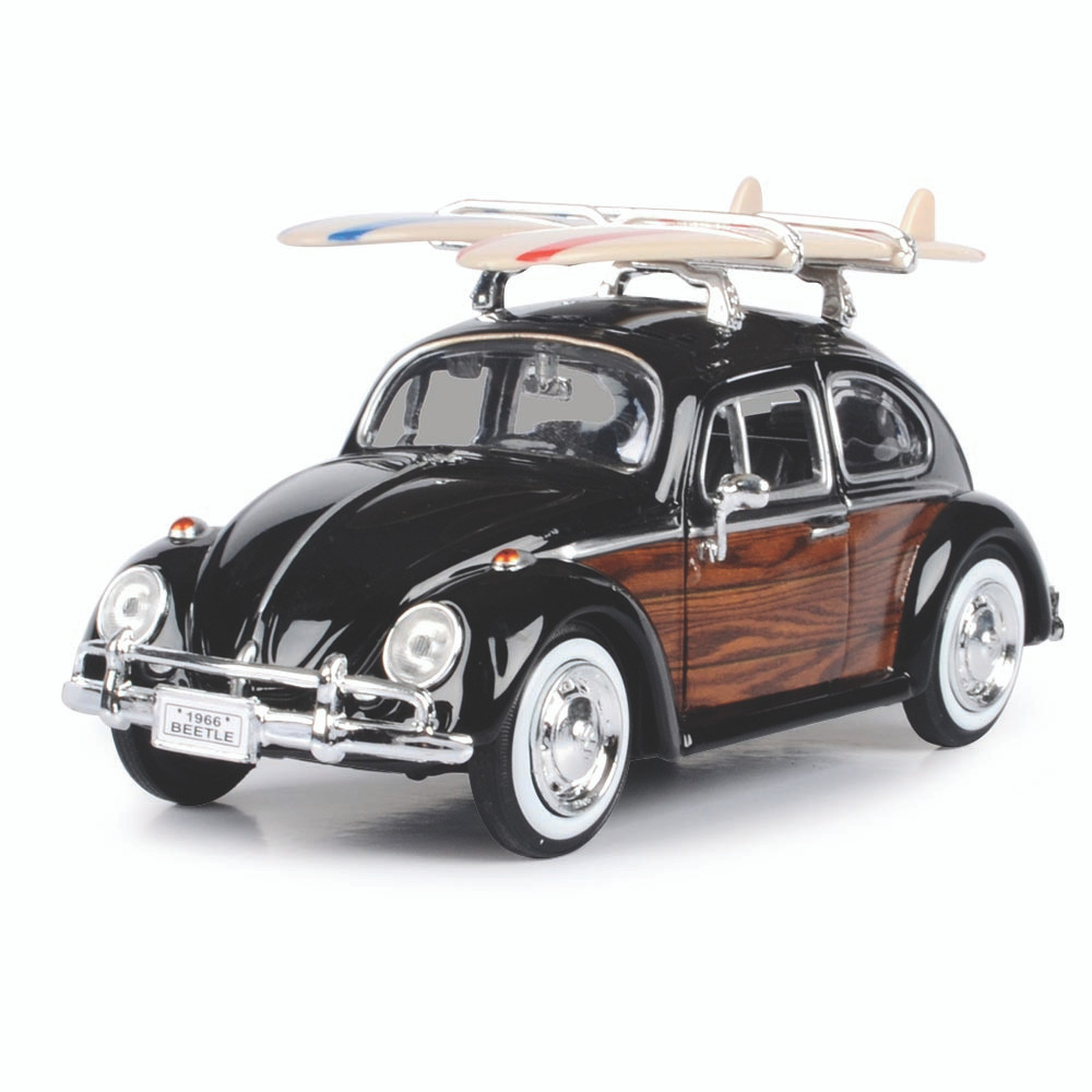 Volkswagen Beetle with Surfboard - Black 1:24 Scale | Collectable