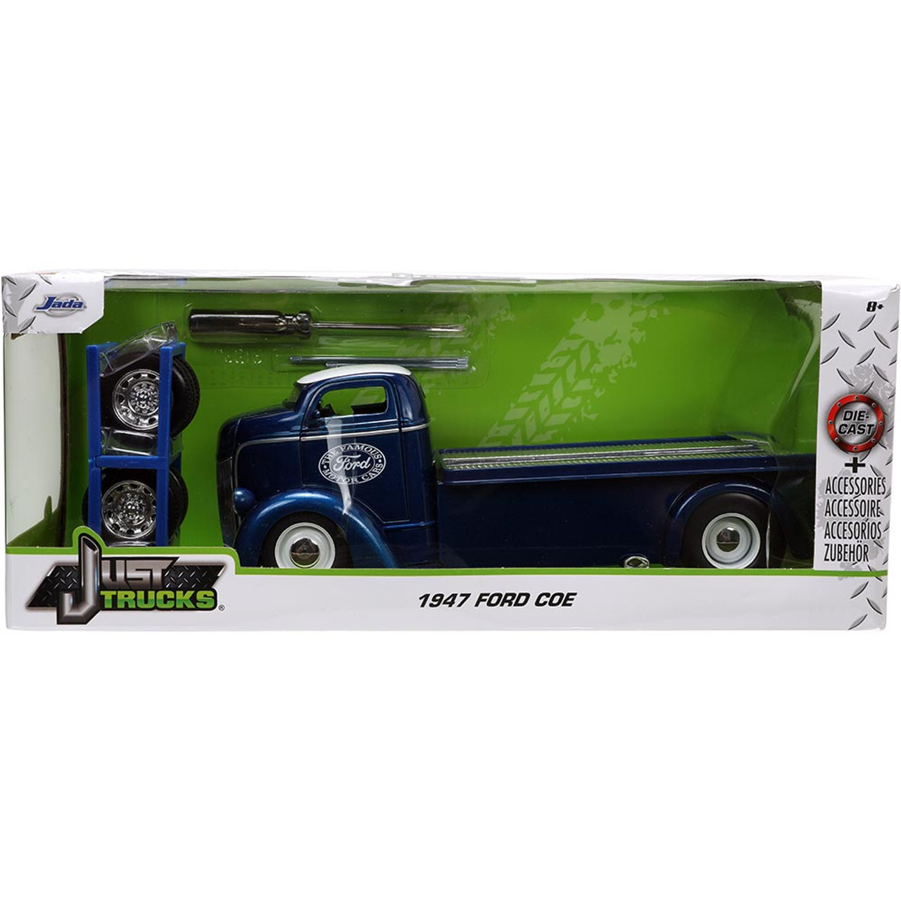 1947 Ford COE Flatbed with Tire Rack & Tires - Just Trucks 1:24 Scale  Diecast Replica Model