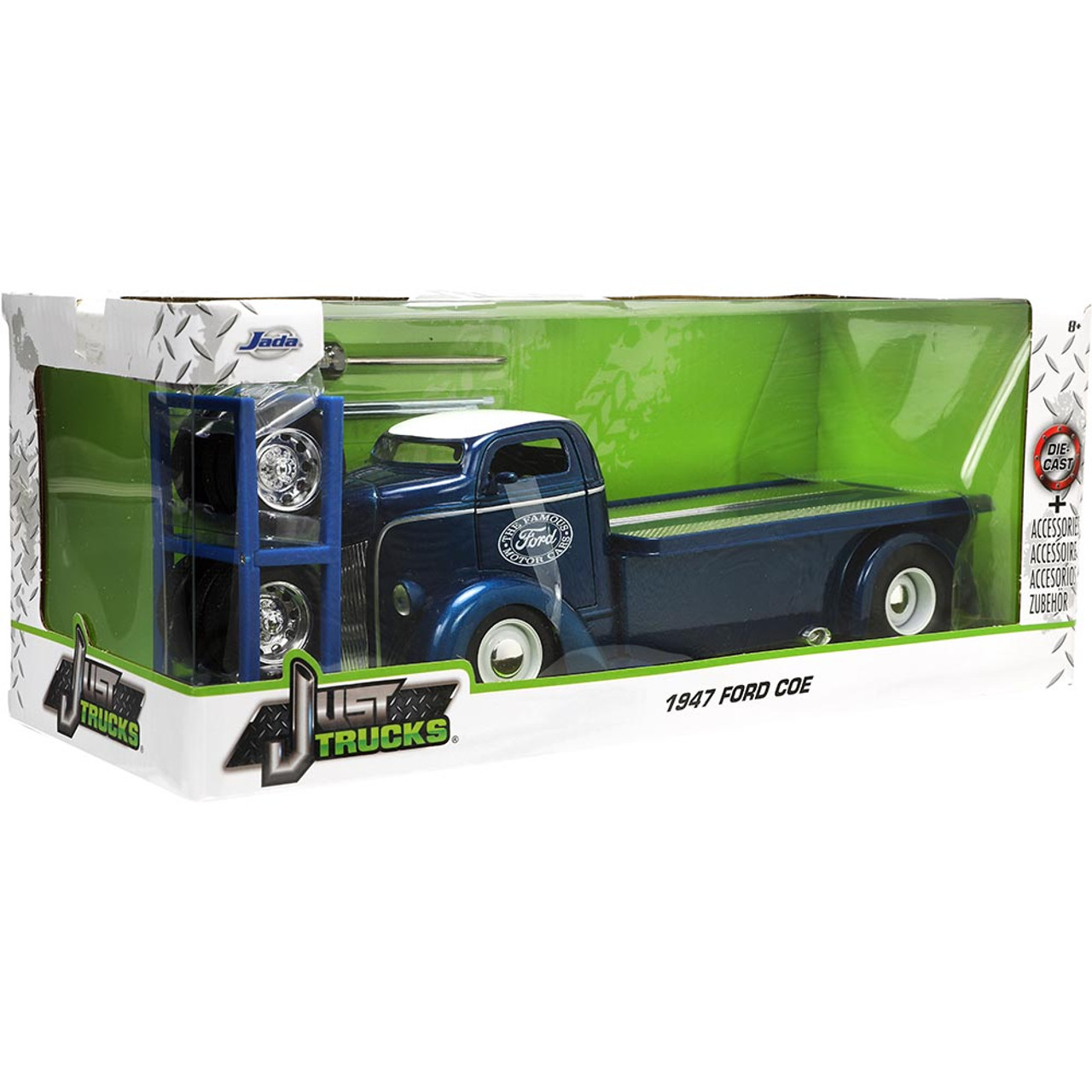 1947 Ford COE Flatbed with Tire Rack & Tires - Just Trucks 1:24 Scale  Diecast Replica Model