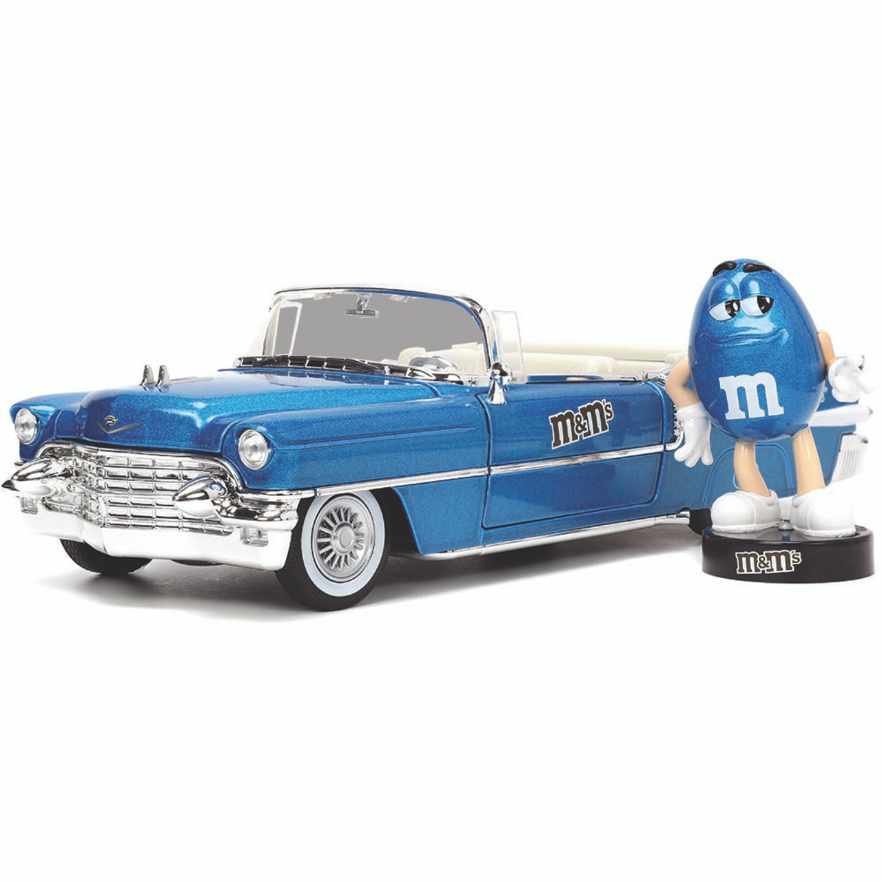 Jada Toys M&Ms 1956キャデラック・エルドラド/ブルーフィギア 1956 Cadillac with Blue M&M's Figure 1:24 Scale Diecast