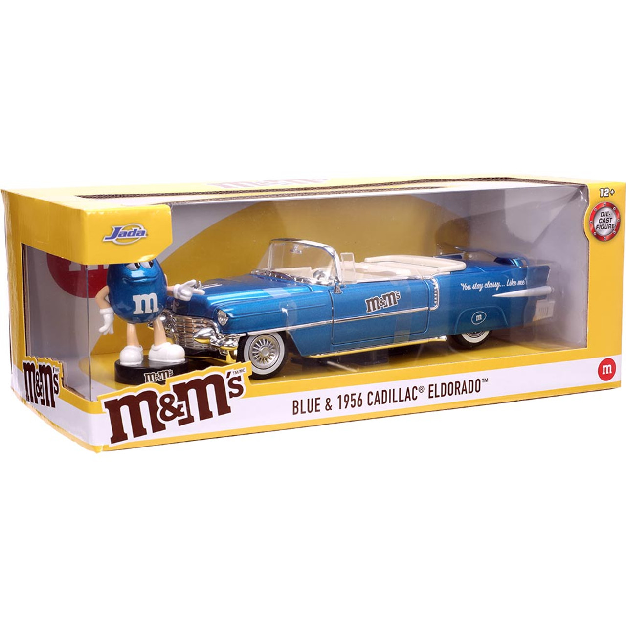1956 Cadillac with Blue M&M's Figure 1:24 Scale Diecast