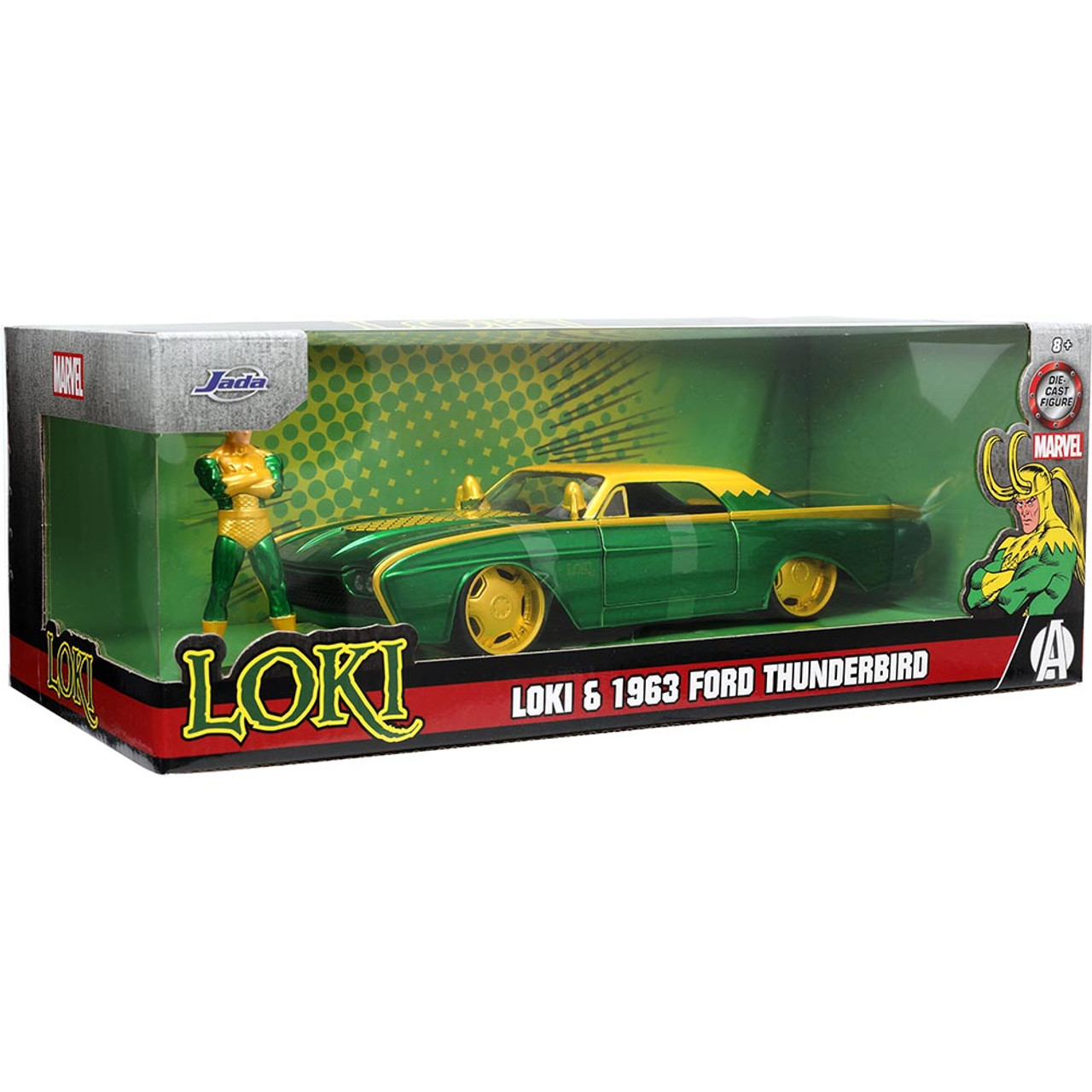1963 Ford Thunderbird & LOKI Figure - Marvel Hollywood Rides