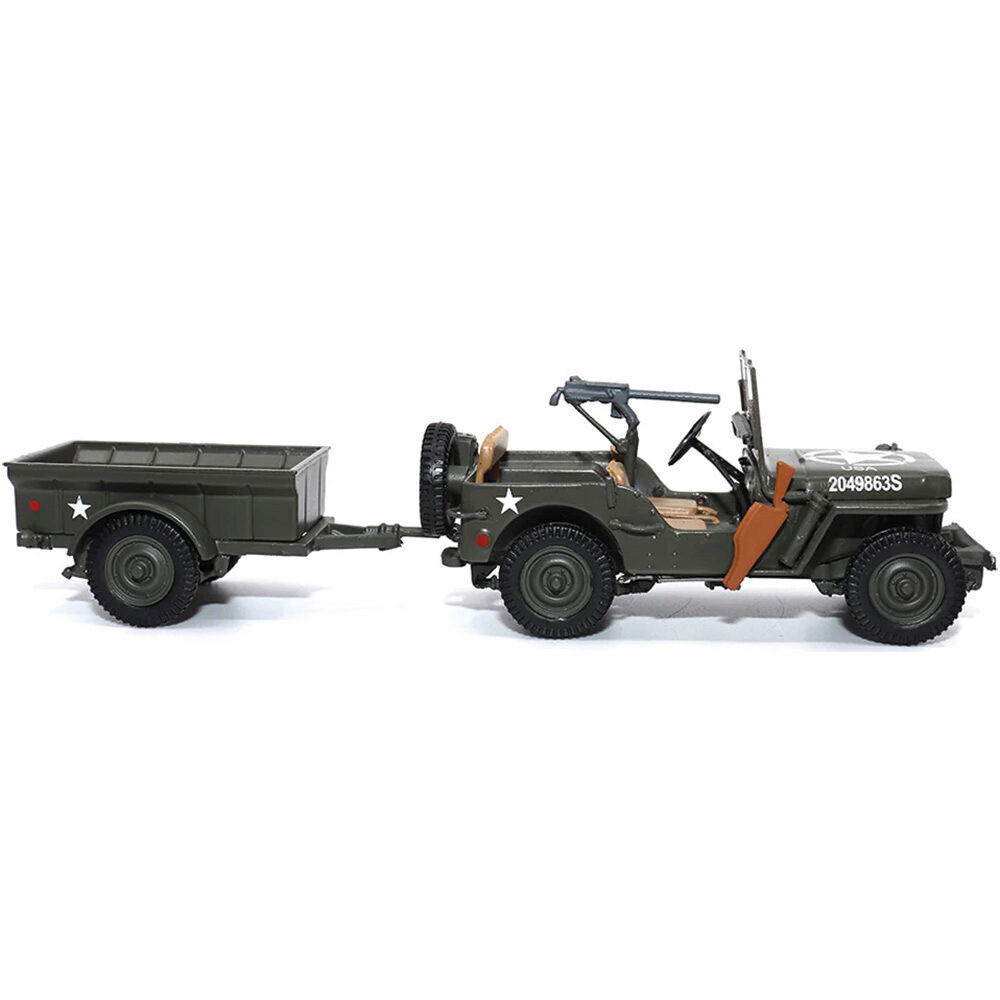 1/4-Ton Willys Jeep with Trailer 1/43 Die Cast Model 1:43 Scale