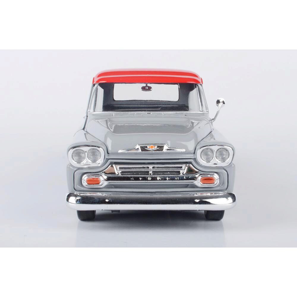 1958 Chevy Apache Fleetside Low Rider with Visor - Grey/Red 1:24