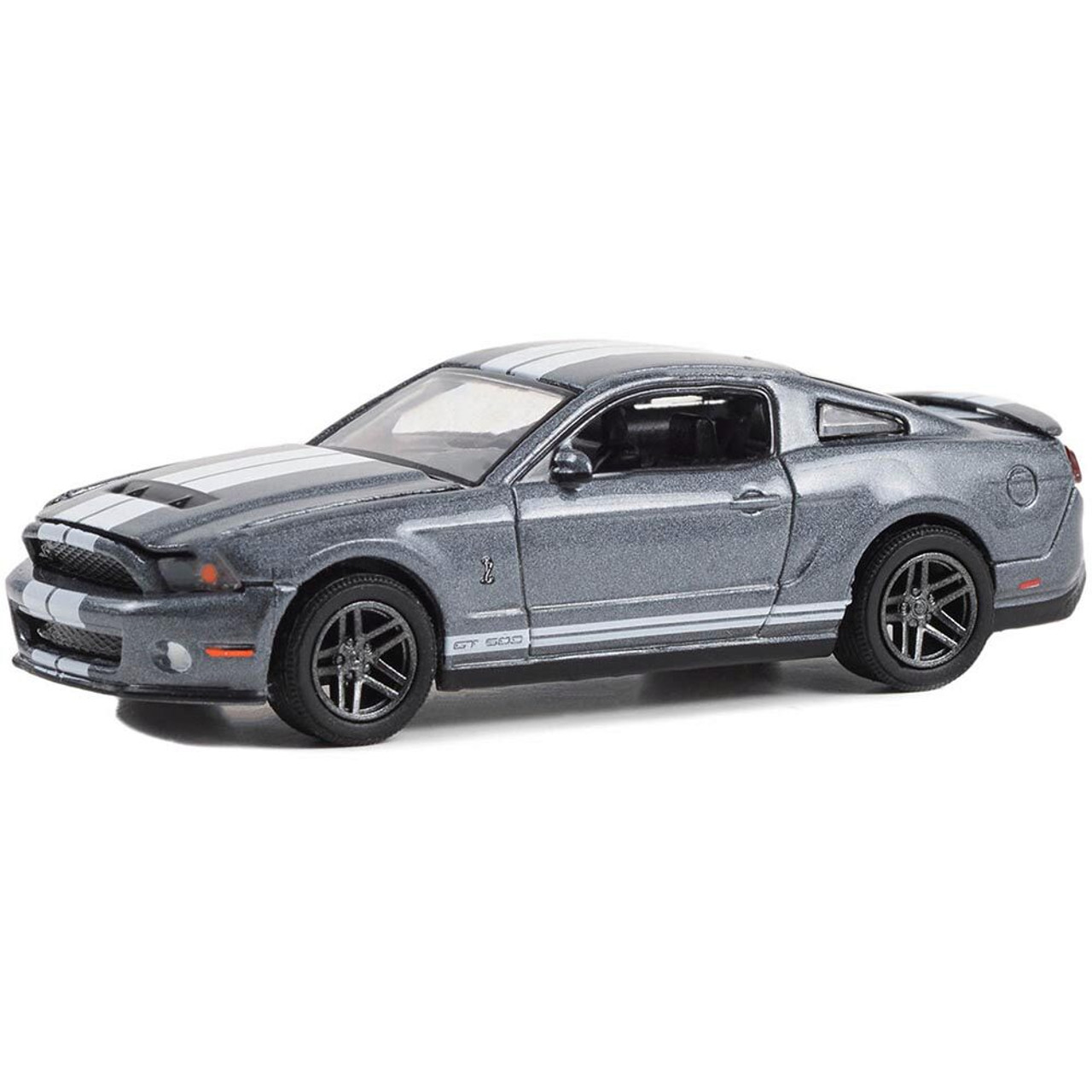 2010 Shelby GT500 - Sterling Grey Metallic with White Stripes 1:64 Scale  Diecast Model Car