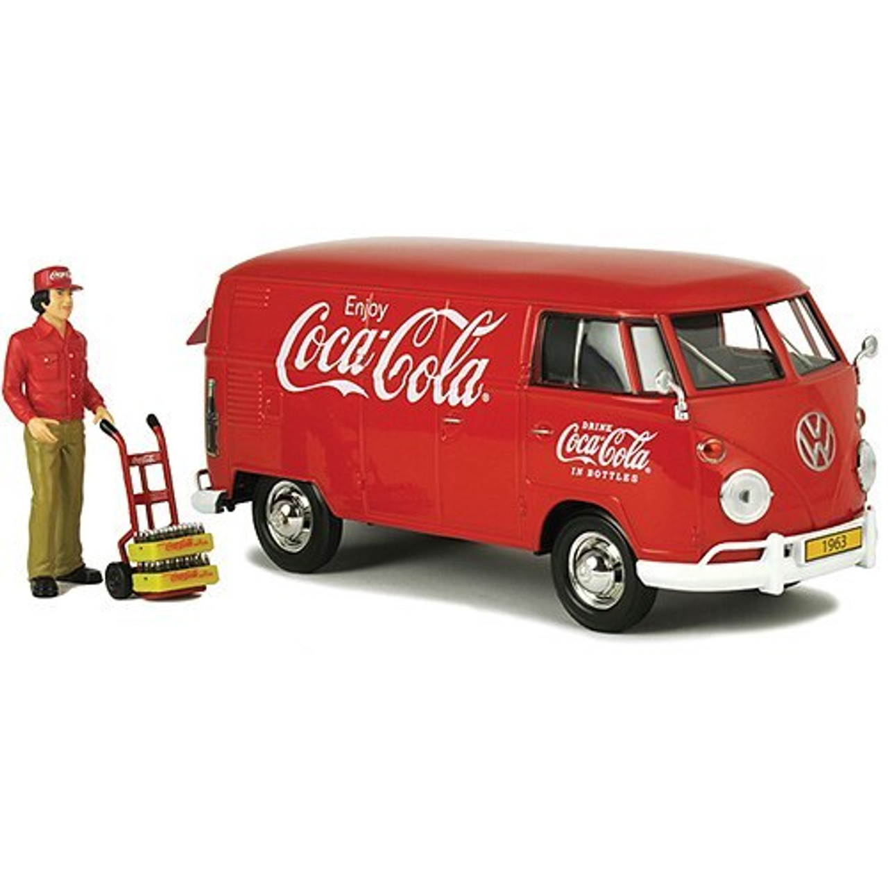 1963 Coca-Cola VW Van with Driver, Handcart & Cases 1:24 Diecast Model by City | Collectable Diecast