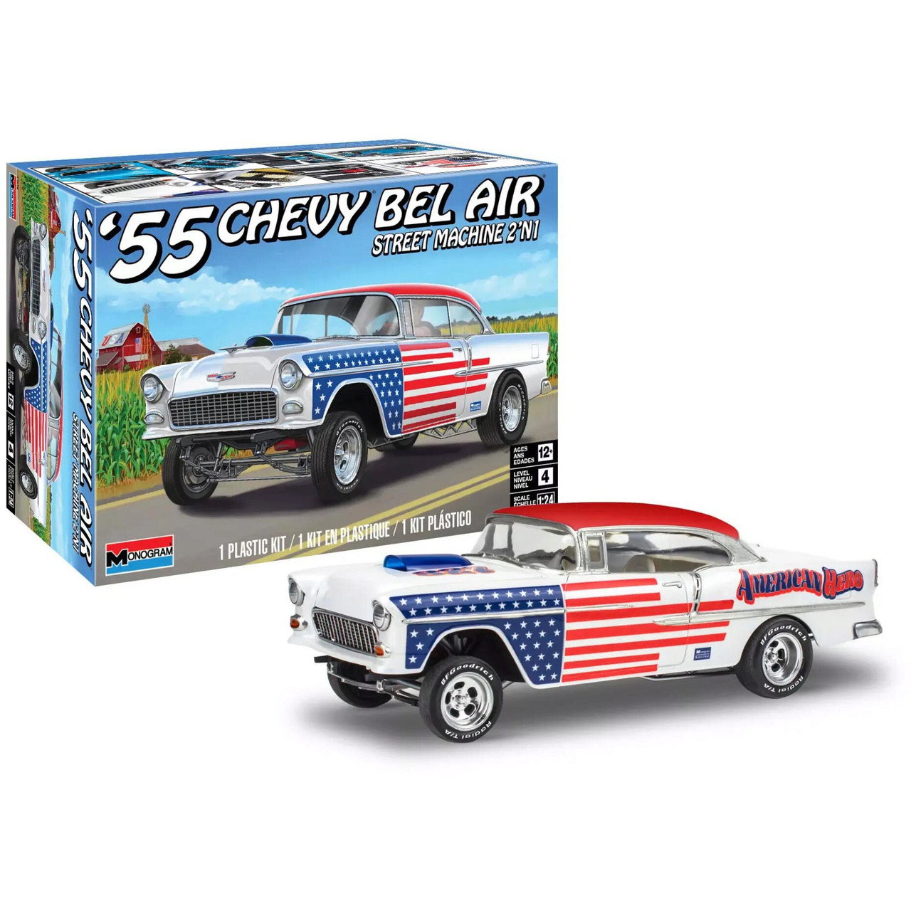 1955 Chevy Bel Air Street Machine 2-N-1 Model Kit 1:24 Scale
