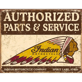 Authorized Indian Parts & Service Weathered Metal Sign Main Image