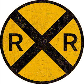 RR Crossing Weathered Metal Sign Main  