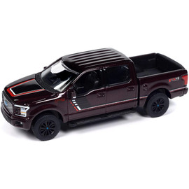 2020 Ford F-150 Truck - Magma Red Metallic w/Hood & Side Stripes 1:64 Scale Main  