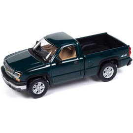 2003 Chevy Silverado Truck Single Cab Short Bed Fleetside - Dark Green 1:64 Scale Main  