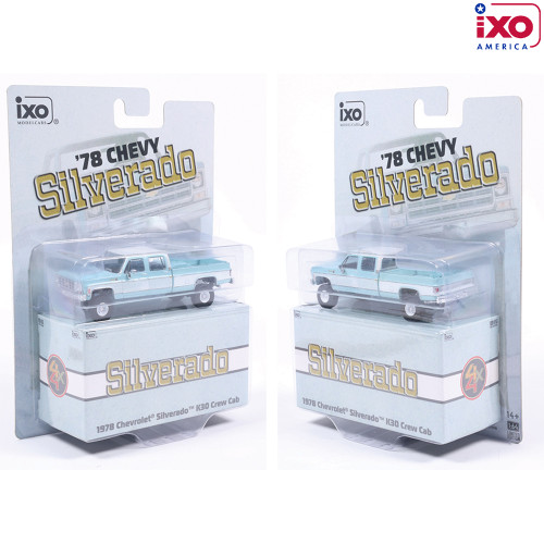 1978 Chevrolet Silverado K30 Crew Cab Fleetside Lifted - Light Blue and Frost White 1:64 Scale Alt Image 8
