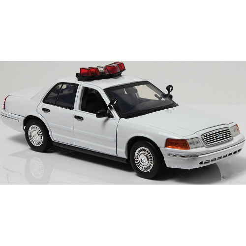 2001 Ford Crown Victoria White Police Car with Lights & Sound 1:18 Scale Alt Image 5