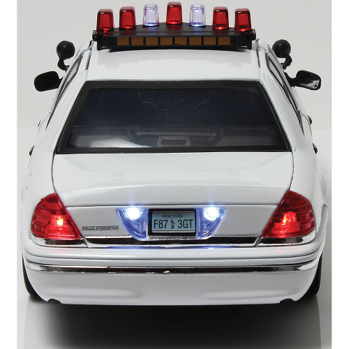 2001 Ford Crown Victoria White Police Car with Lights & Sound 1:18 Scale Alt Image 8