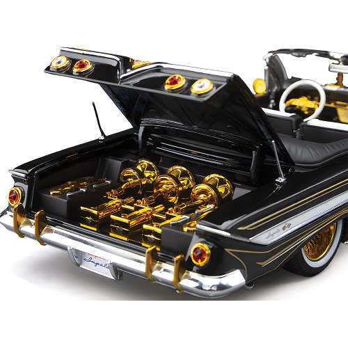1961 Chevrolet Impala Open Convertible Lowrider - Black 1:18 Scale Alt Image 6