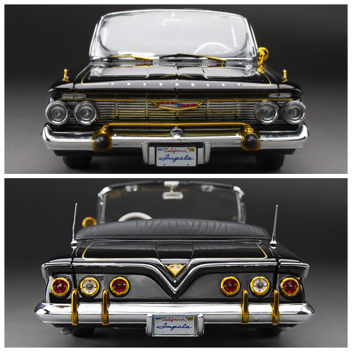 1961 Chevrolet Impala Open Convertible Lowrider - Black 1:18 Scale Alt Image 7