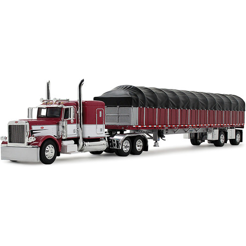 Peterbilt® Model 389 with 63 Flat Top Sleeper & 53' Wilson® Roadbrute™ Flatbed with Covered Wagon 1:64 Scale Main Image