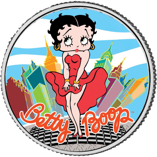 Betty Boop in Red Dress Colorized Half Dollar Coin Main Image