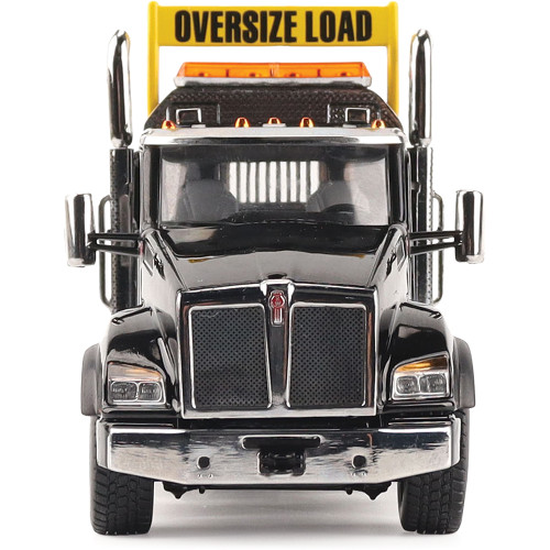 Kenworth T880 SBFA Daycab Tridem Tractor with Trail King TK120 HDG Lowboy Trailer - Black 1:50 Scale Alt Image 4