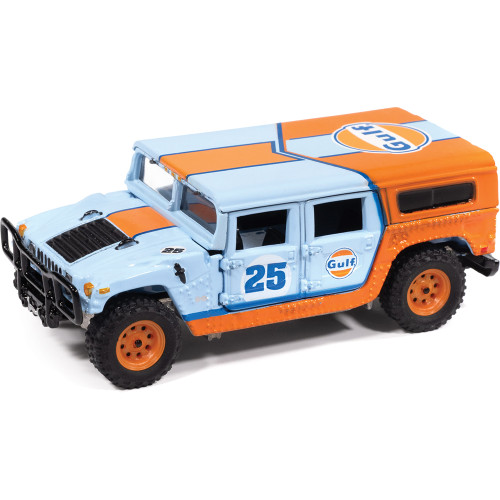 2006 Hummer H1 (Off Road) - Gulf Light Blue w/Orange Graphics 1:64 Scale Main Image