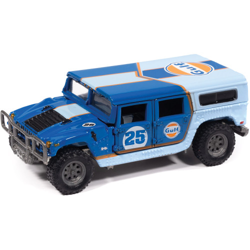 2006 Hummer H1 (Off Road) - Gulf Dark Blue w/Orange Graphics 1:64 Scale Main Image
