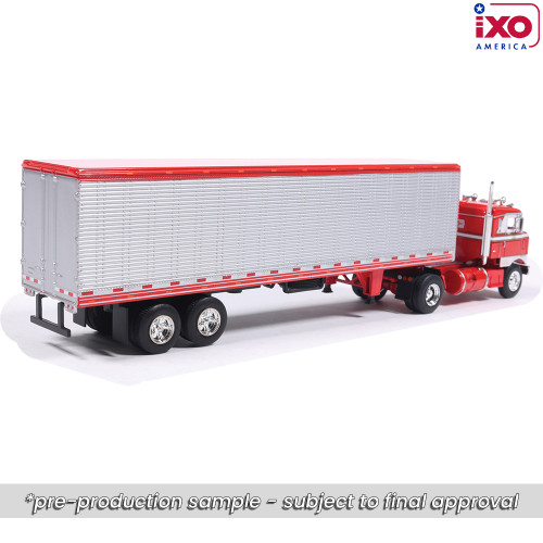 1950 Kenworth Bullnose - Red and White with vintage chrome trailer 1:64 Scale Alt Image 1