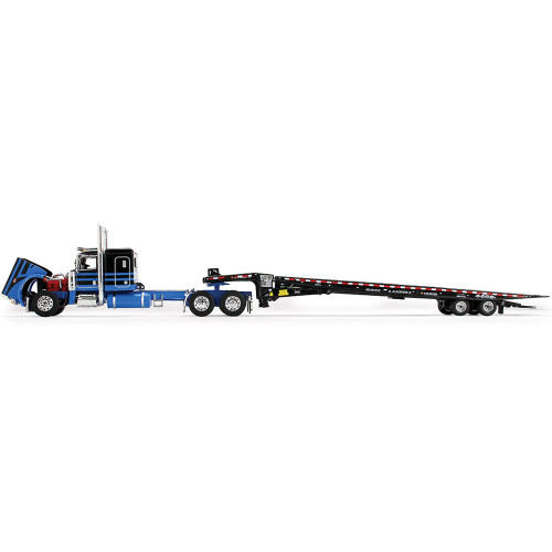 Peterbilt Model 389 48" Flat Top Sleeper & Landoll 440B-50CA Traveling Axle Trailer - Blue/Black Alt Image 3