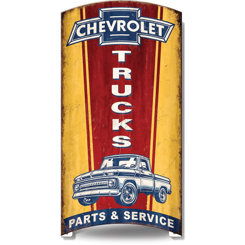 Chevy Trucks Rolled 3D Metal Sign Main Image
