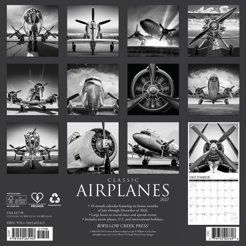Classic Airplanes 2027 Wall Calendar Willow Creek (65143) Alt Image 1